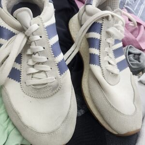 Adidas Men's Cream and Navy Sneakers